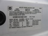 1997 GMC Safari Cargo Info Tag