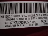 2008 Raider Color Code for Lava Red Pearl - Color Code: PRJ