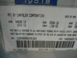 1992 Chrysler Fifth Avenue  Info Tag