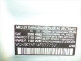 2004 SL Color Code for Diamond Silver Metallic - Color Code: 762