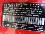 2004 Saab 9-3 Arc Convertible Info Tag
