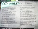 2008 Lexus LS 600h L Hybrid Window Sticker