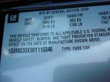 2008 Saturn Sky Red Line Roadster Info Tag