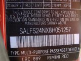 2008 LR2 Color Code for Rimini Red Metallic - Color Code: 889