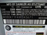2009 SL Color Code for Iridium Silver Metallic - Color Code: 775