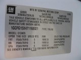 2007 Chevrolet Express 1500 Cargo Van Info Tag