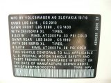 2011 Volkswagen Touareg V6 TSI 4XMotion Hybrid Info Tag