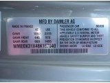 2008 Smart fortwo passion cabriolet Info Tag