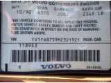 1991 Volvo 740 SE Wagon Info Tag