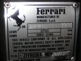 1991 Ferrari 348 TS Info Tag