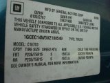 1997 Chevrolet C/K C1500 Regular Cab Info Tag