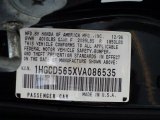 1997 Honda Accord EX Sedan Info Tag