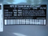 2010 SLK Color Code for Palladium Silver Metallic - Color Code: 792