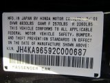 2002 Acura RL 3.5 Sedan Info Tag