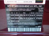 2008 ML Color Code for Barolo Red Metallic - Color Code: 544