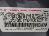 2010 Mitsubishi Lancer DE Info Tag