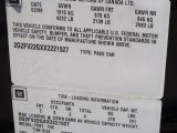 1999 Pontiac Firebird Formula Coupe Info Tag