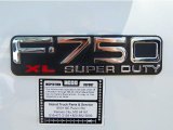 2008 Ford F750 Super Duty XL Chassis Regular Cab Moving Truck Marks and Logos