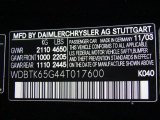 2004 CLK Color Code for Black - Color Code: 040