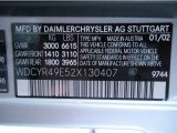 2002 G Color Code for Brilliant Silver Metallic - Color Code: 744