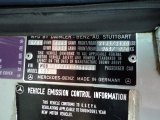 1980 Mercedes-Benz SL Class 450 SL Roadster Info Tag