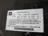 2005 Pontiac GTO Coupe Info Tag