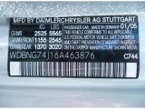 2006 S Color Code for Brilliant Silver Metallic - Color Code: 744