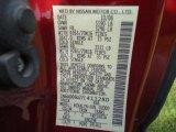 2007 Frontier Color Code for Red Brawn - Color Code: A15