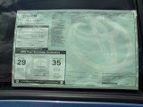 2011 Toyota Yaris 5 Door Liftback Window Sticker
