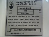 2011 Maserati GranTurismo S Info Tag