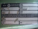1977 Dodge D Series Truck D100 Club Cab Adventurer Info Tag