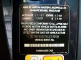 2008 Aston Martin V8 Vantage Coupe Info Tag