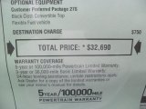 2011 Chrysler 200 S Convertible Window Sticker