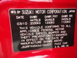 2010 Suzuki Kizashi GTS Info Tag