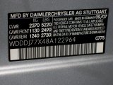 2008 CLS Color Code for Iridium Silver Metallic - Color Code: 775