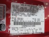 2010 Mustang Color Code for Torch Red - Color Code: D3