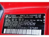 1998 BMW M Roadster Info Tag