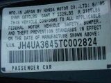 1996 Acura TL 3.2 Sedan Info Tag