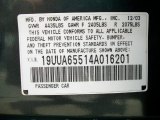 2004 Acura TL 3.2 Info Tag