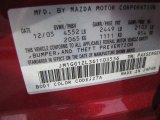 2006 MAZDA6 Color Code for Velocity Red Mica - Color Code: 27A