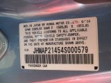 2004 Honda S2000 Roadster Info Tag