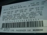 1998 Chrysler Sebring LXi Coupe Info Tag