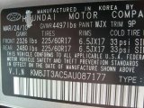 2010 Tucson Color Code for Graphite Gray - Color Code: WJX