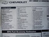 2011 Chevrolet Camaro LT/RS Convertible Window Sticker
