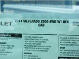 2011 Chevrolet Silverado 2500HD Regular Cab 4x4 Chassis Window Sticker