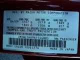 2010 MAZDA3 Color Code for True Red - Color Code: 27A