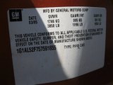 2005 Chevrolet Cobalt LS Sedan Info Tag