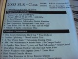 2003 Mercedes-Benz SLK 320 Roadster Window Sticker