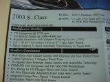 2003 Mercedes-Benz S 430 Sedan Window Sticker