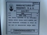 2010 Maserati GranTurismo Convertible GranCabrio Info Tag